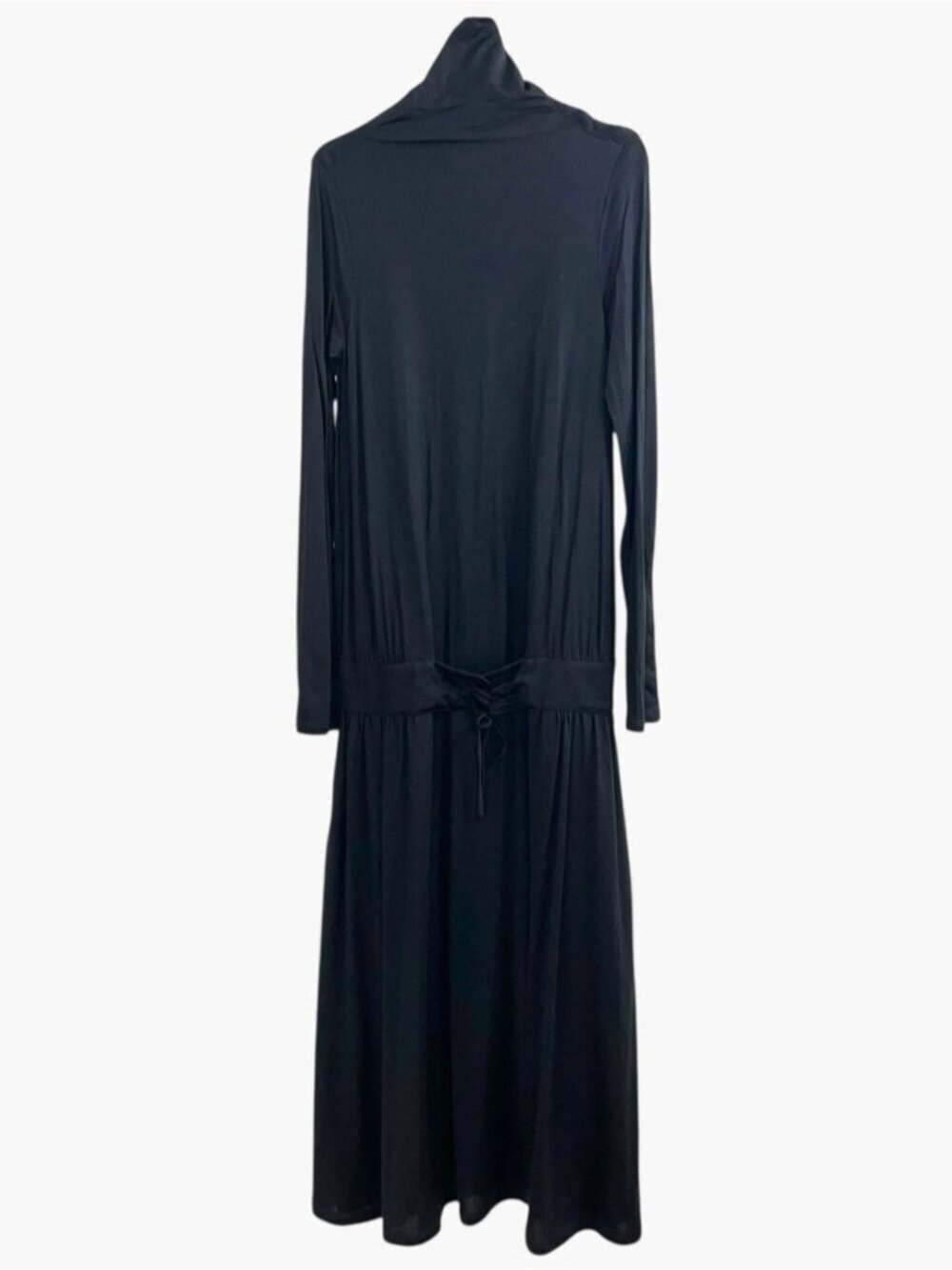 Burberry Black Drop Waist Corset Longsleeve 100% Silk maxi dress Whimsygoth - Picture 2 of 12